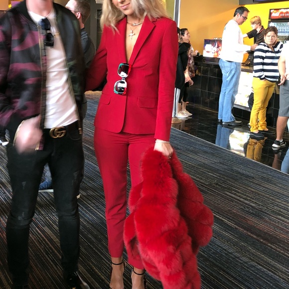 topshop red suit
